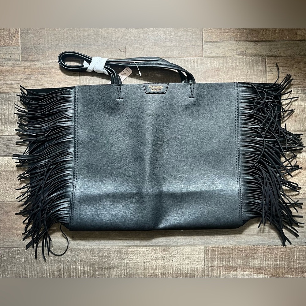 Victoria's Secret Tote Bag Faux Leather/Suede with Fringe